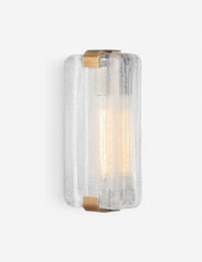 #color::antique-brass | Tiara frosted glass wall sconce