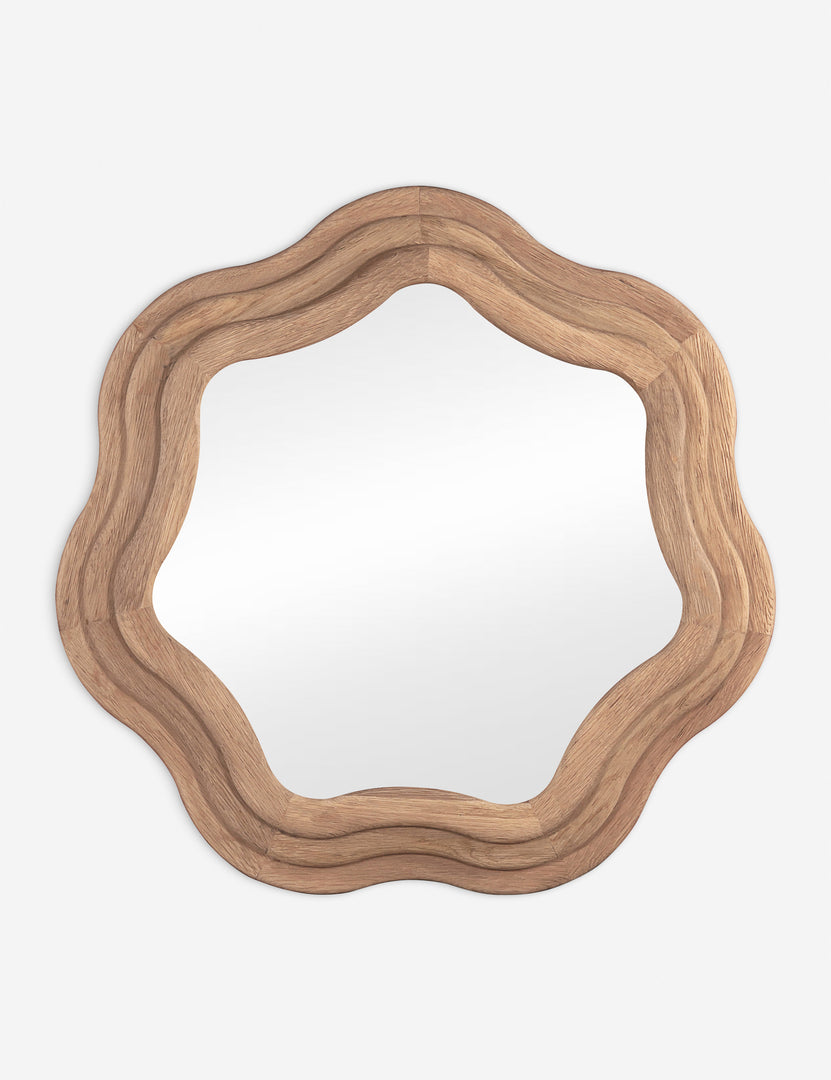 #color::natural | Lera round wavy oak frame wall mirror.