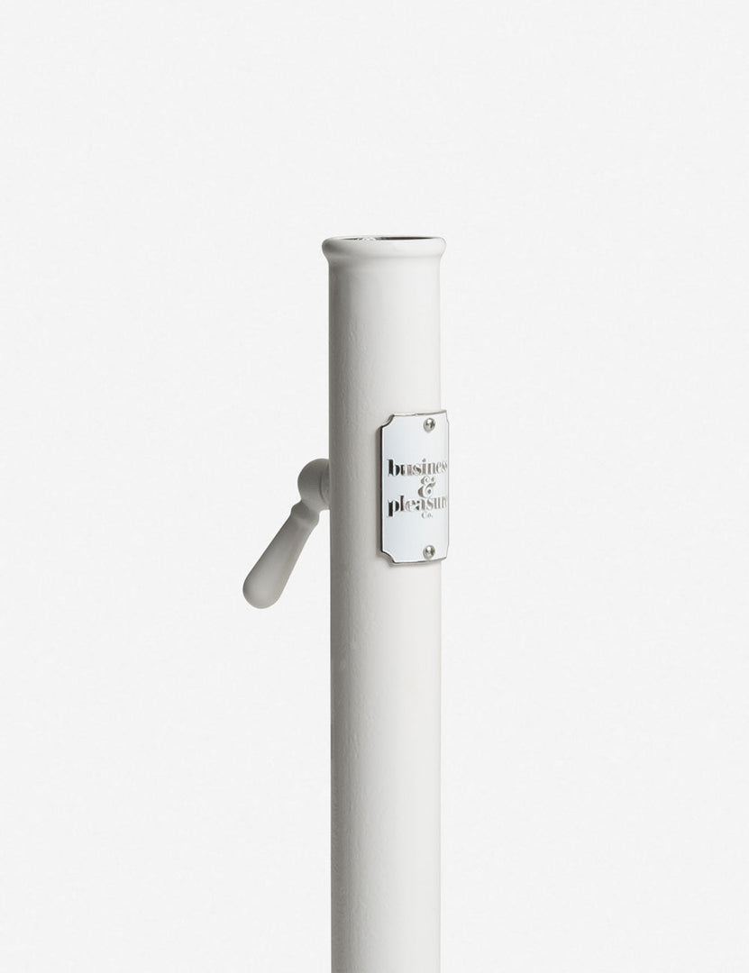 #color::white | Close-up of the neck on the Classic white umbrella base by business and pleasure co