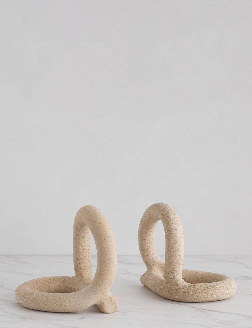 #color::sand | Bacchus natural speckled ceramic bookends by sin