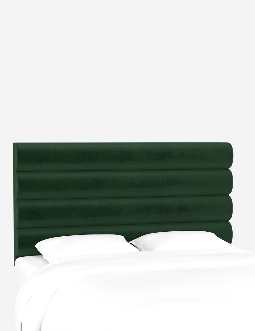 #color::emerald-velvet #size::full #size::queen #size::king #size::cal-king | Angled view of the Bailee Emerald Velvet headboard