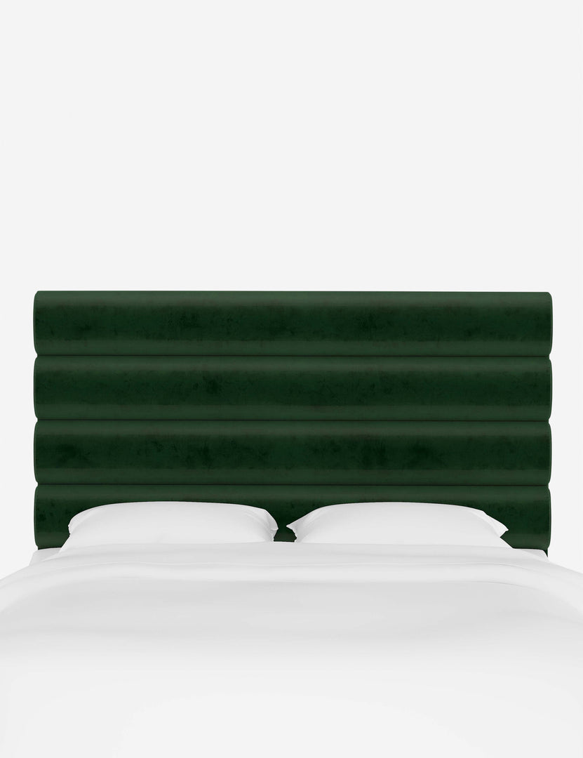 #color::emerald-velvet #size::full #size::queen #size::king #size::cal-king | Bailee Emerald Velvet horizontal channel-tufted headboard