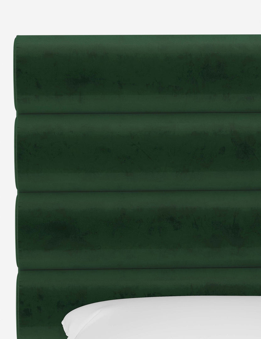 #color::emerald-velvet #size::full #size::queen #size::king #size::cal-king | Close up of the Bailee Emerald Velvet headboard