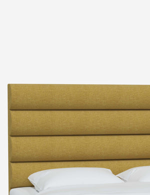 Angled view of the Bailee Golden Linen headboard