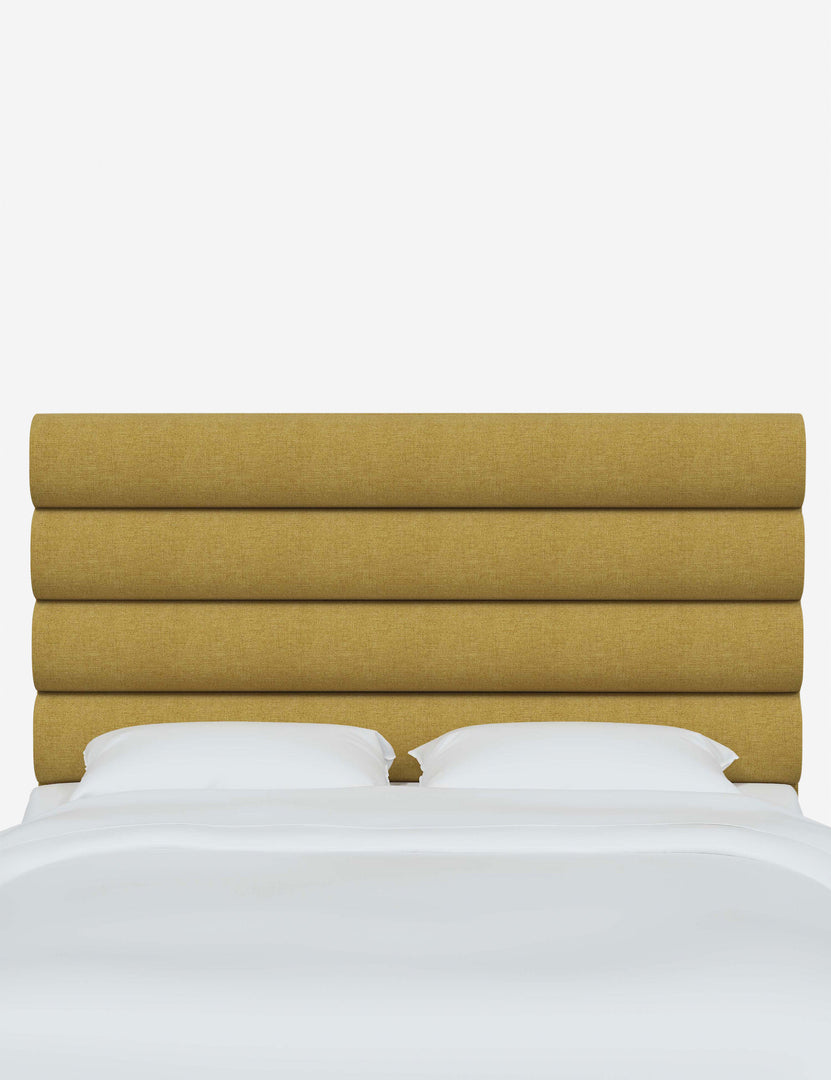 #color::golden-linen #size::full #size::queen #size::king #size::cal-king | Bailee Golden Linen horizontal channel-tufted headboard