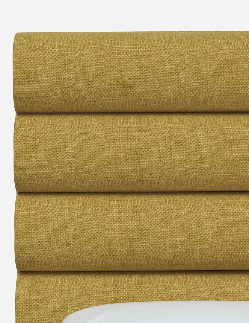 #color::golden-linen #size::full #size::queen #size::king #size::cal-king | Close up of the Bailee Golden Linen headboard
