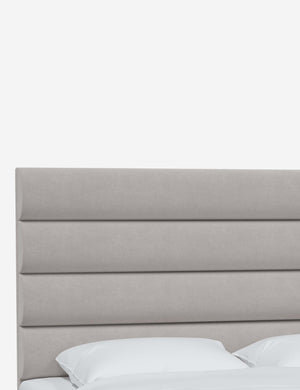 Angled view of the Bailee Mineral Velvet headboard