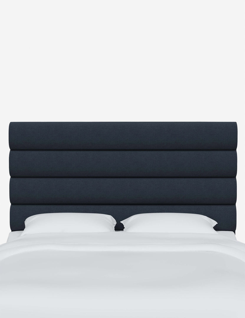 #color::navy-linen #size::full #size::queen #size::king #size::cal-king | Bailee Navy Linen horizontal channel-tufted headboard