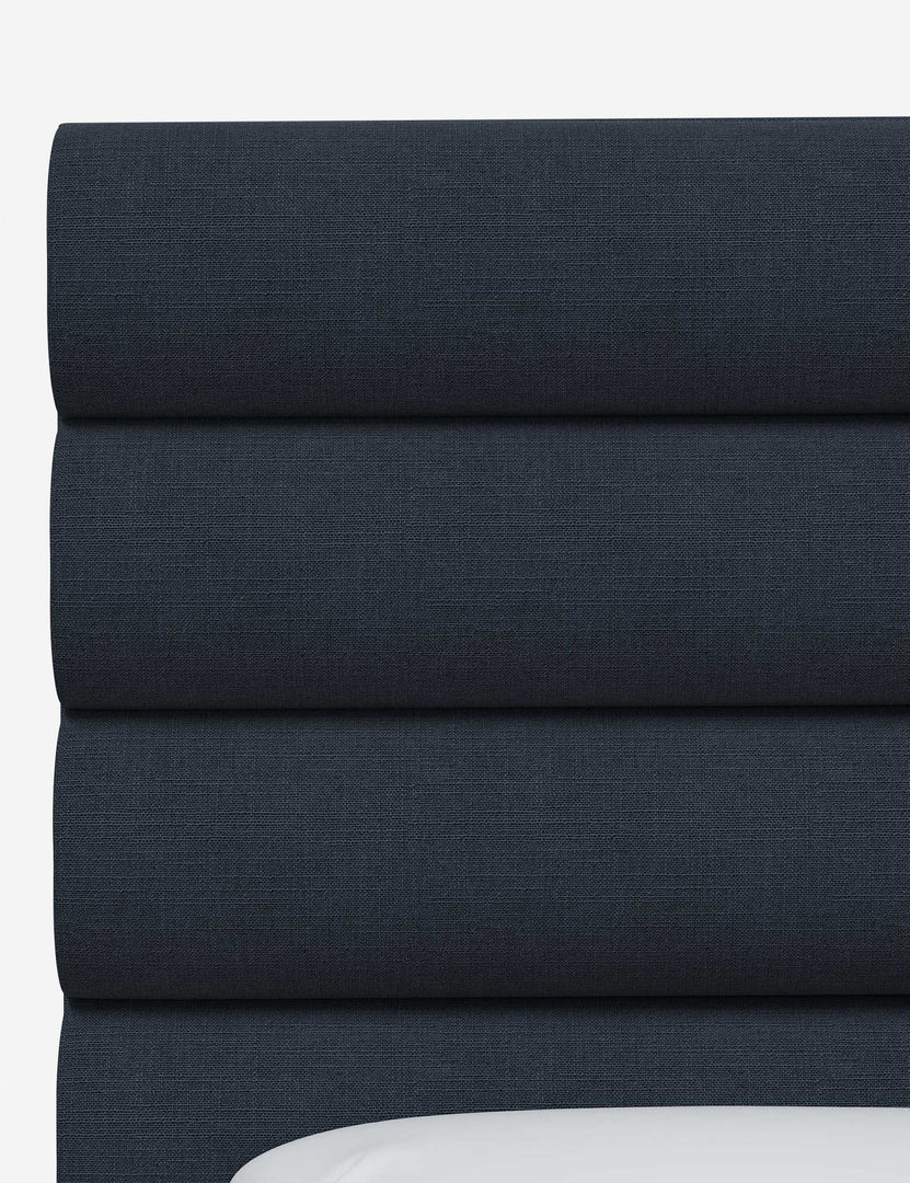 #color::navy-linen #size::full #size::queen #size::king #size::cal-king | Close up of the Bailee Navy Linen headboard
