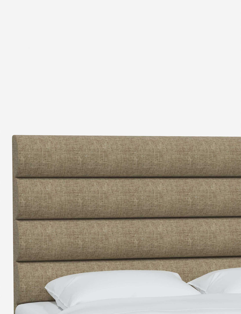 #color::pebble-linen #size::full #size::queen #size::king #size::cal-king | Angled view of the Bailee Pebble Linen headboard
