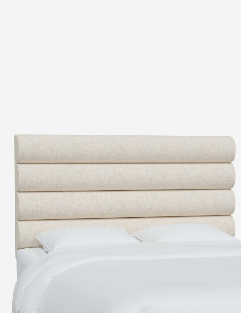 #color::talc-linen #size::full #size::queen #size::king #size::cal-king | Angled view of the Bailee Talc Linen headboard