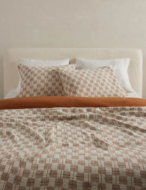 Basketweave cotton soft-texture pillow sham and bed blanket