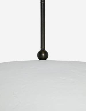 Close up view of the Brolly matte white, 3-bulb dome pendant light