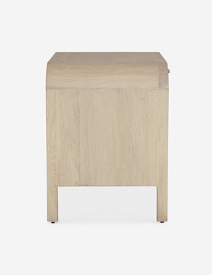 Brooke one drawer whitewashed nightstand with an open shelf and sleek iron pull