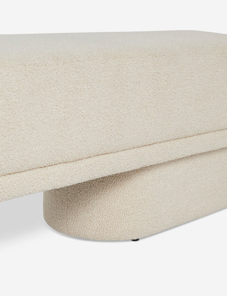 #color::teddy-boucle | Close up view of the Brooks boucle upholstered bench