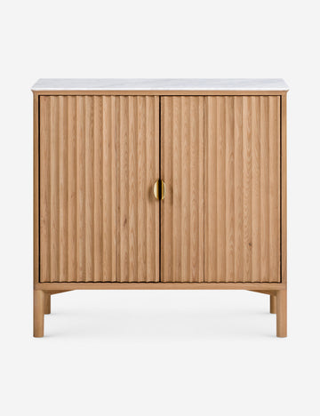 #color::natural-and-white-marble | Matija marble top, reeded door front cabinet