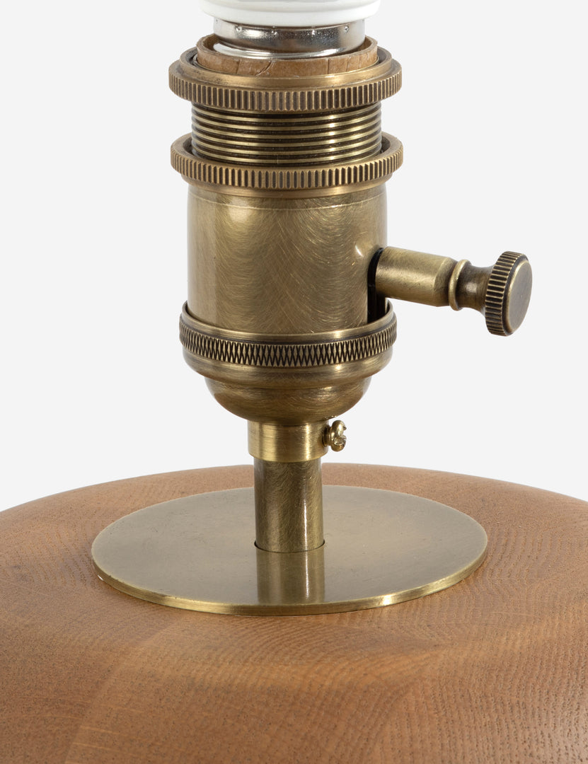 #color::natural | Hardware of the Linus sculptural natural oak base table lamp.