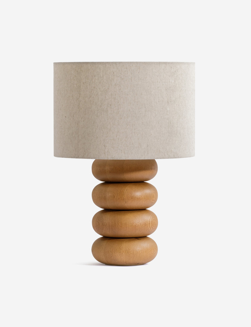 #color::natural | Linus sculptural natural oak base table lamp.