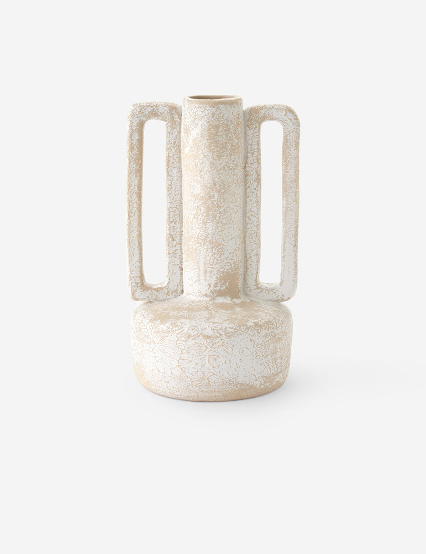 #color::white | Bretagne linear textured ceramic vase by Lemiuex et Cie.