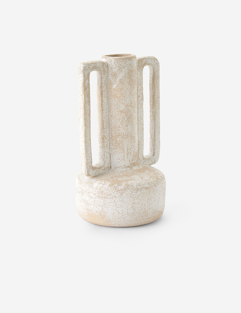 #color::white | Bretagne linear textured ceramic vase by Lemiuex et Cie.