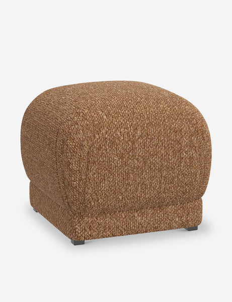 #color::brown-boucle | Angled view of the Bailee Brown Boucle ottoman