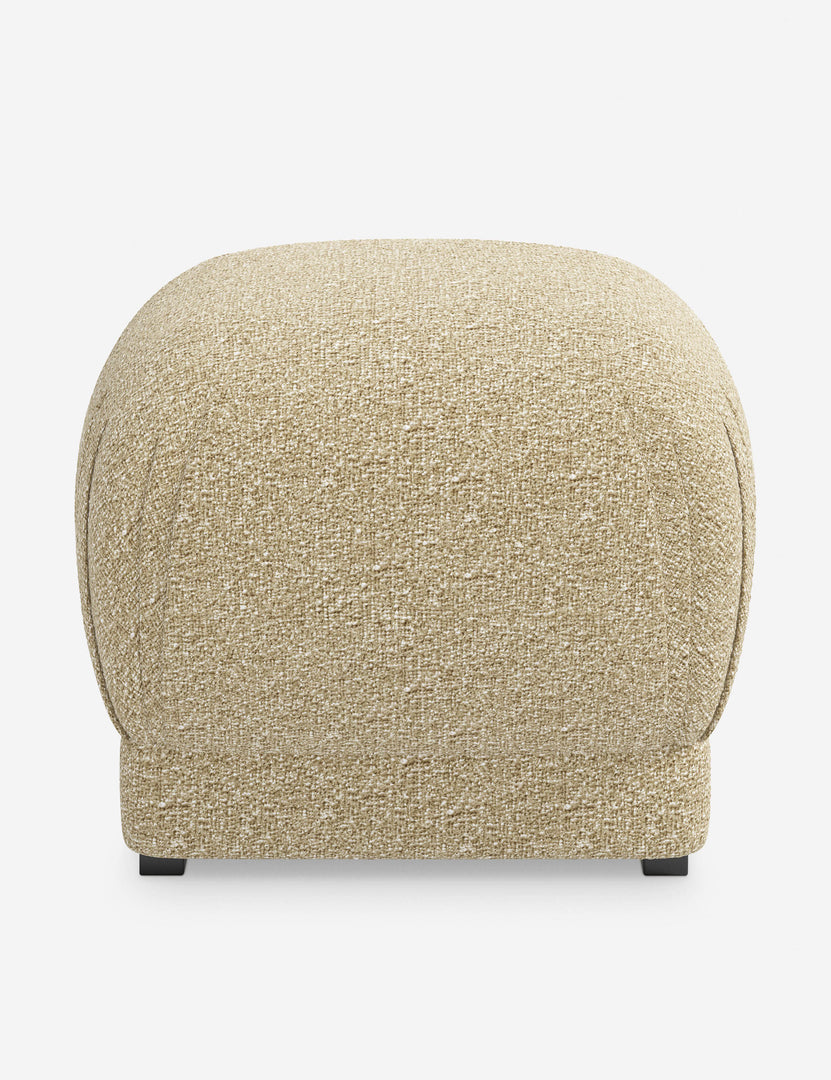 #color::buff-boucle | Bailee Buff Boucle upholstered ottoman with a pouf-like design and pleated corners