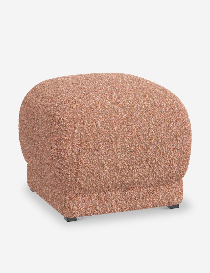 #color::blush-boucle | Angled view of the Bailee Blush Boucle ottoman
