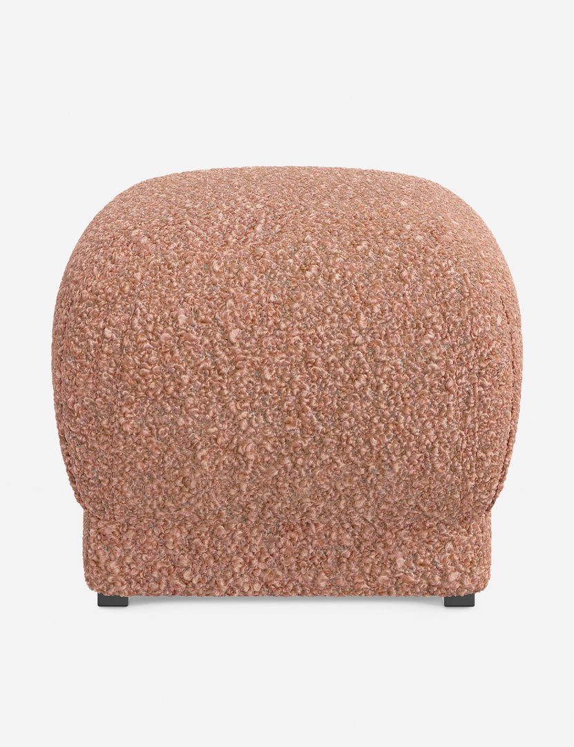 #color::blush-boucle | Bailee Blush Boucle upholstered ottoman with a pouf-like design and pleated corners