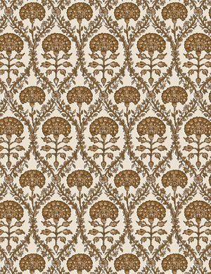 Ochre Blockprint Floral Fabric Swatch