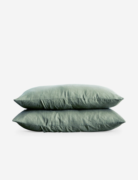 #color::sage #size::standard #size::king | Set of two european flax linen sage green pillowcases by cultiver