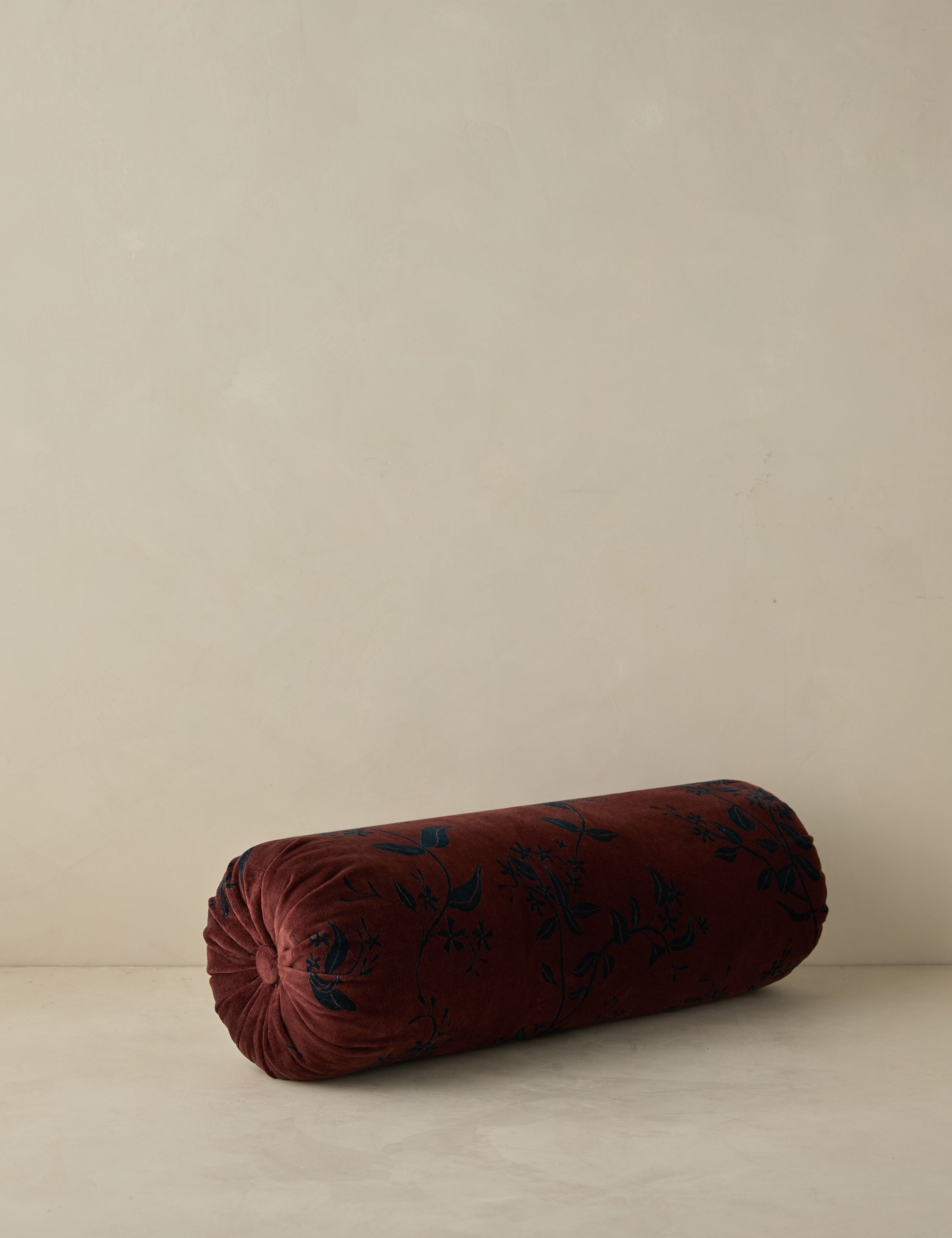 Carmine Printed Floral Bolster Pillow