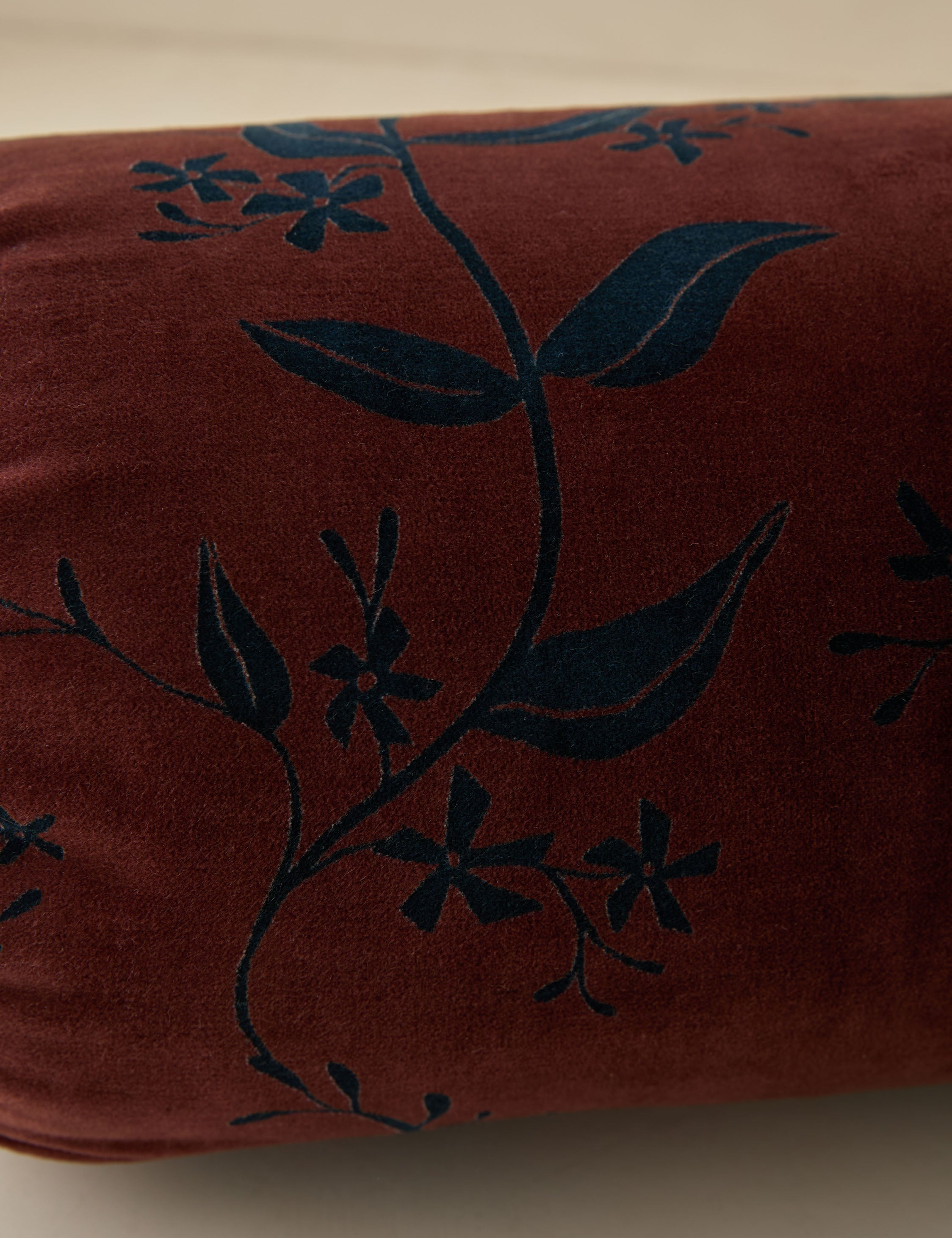 Carmine Printed Floral Bolster Pillow - Thumbnail 4