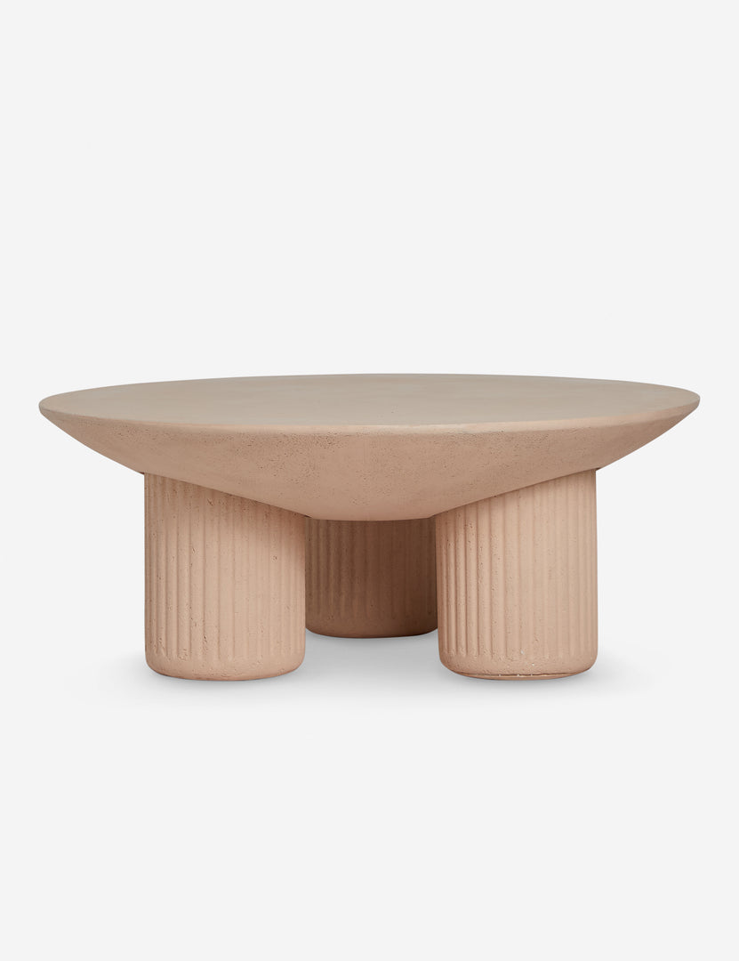 #color::terracotta | Carr modern round fluted base coffee table.