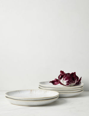 Eivissa set of 6 shiny white glazed speckled stoneware dinner plates by Casafina
