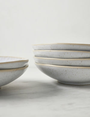 Eivissa set of 6 shiny white glazed speckled stoneware cereal bowls by Casafina