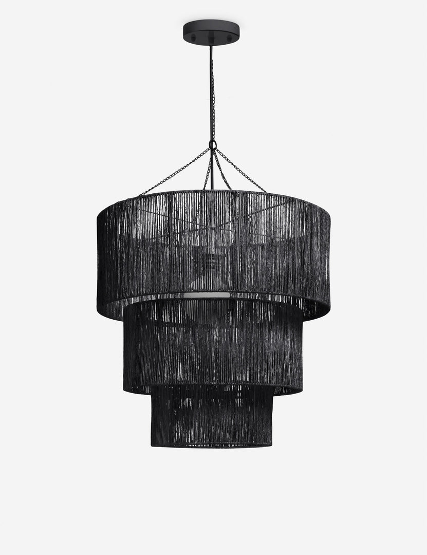 | Chavette three-tiered black jute-wrapped chandelier