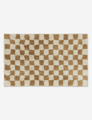 Two-tone checkerboard bath mat by Sarah Sherman in café brown