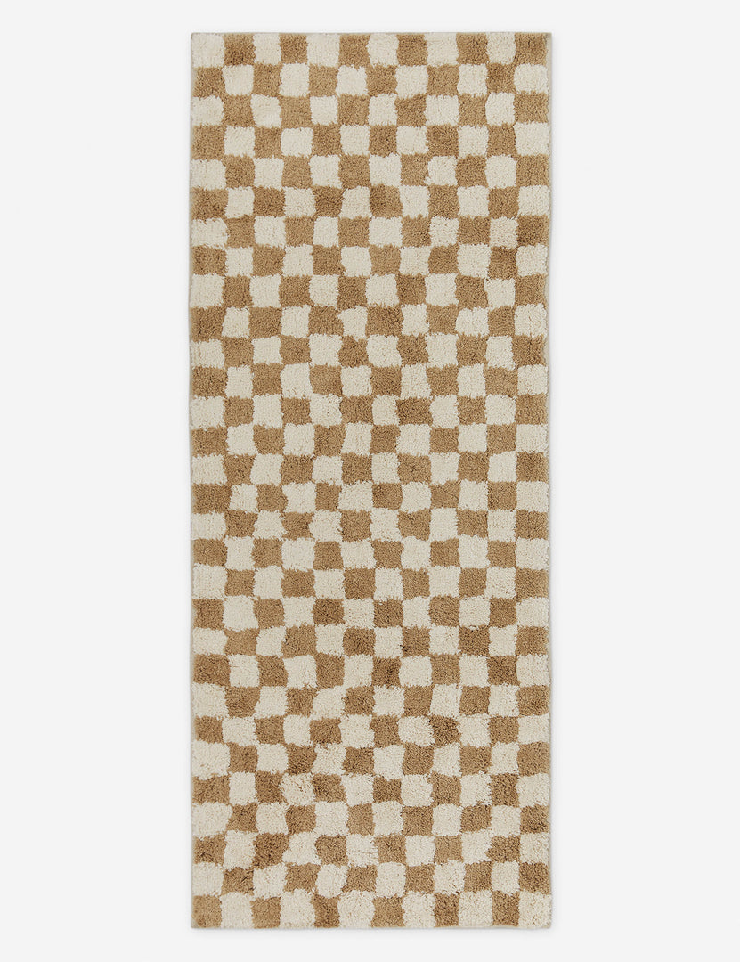 #color::café  #size::2--x-5- | Two-tone long checkerboard bath mat by Sarah Sherman in café brown