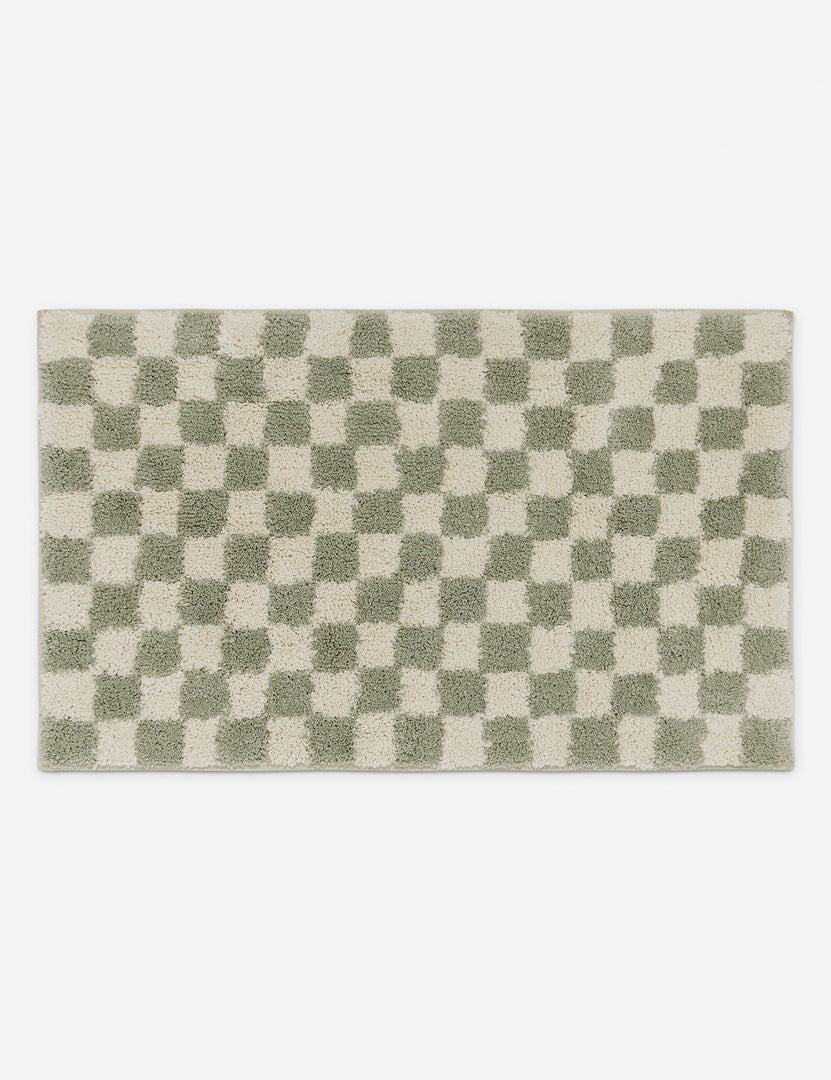 #color::lichen #size::21--x-34- | Two-tone checkerboard bath mat by Sarah Sherman in lichen green