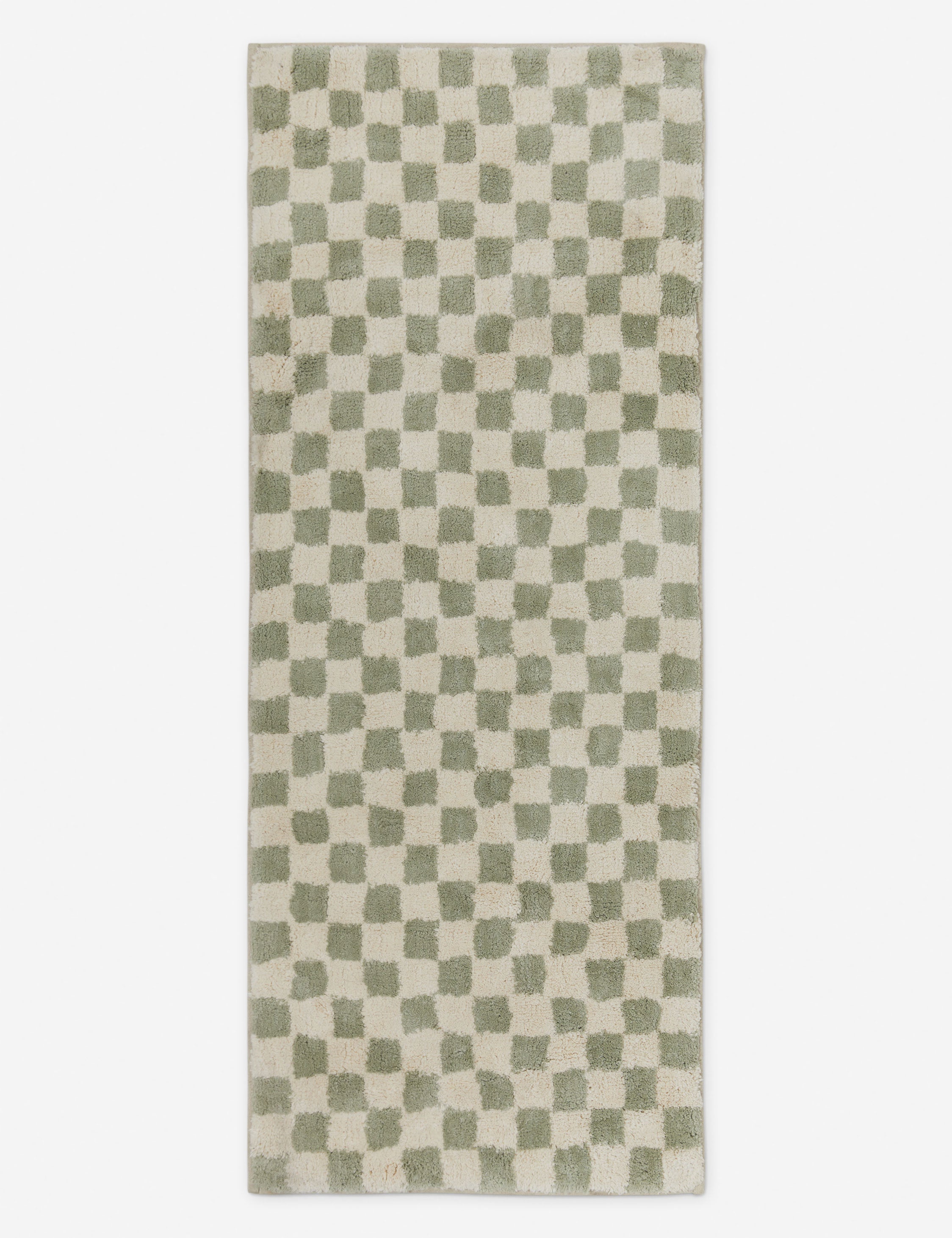 #color::lichen #size::2--x-5- | Two-tone long checkerboard bath mat by Sarah Sherman in lichen green