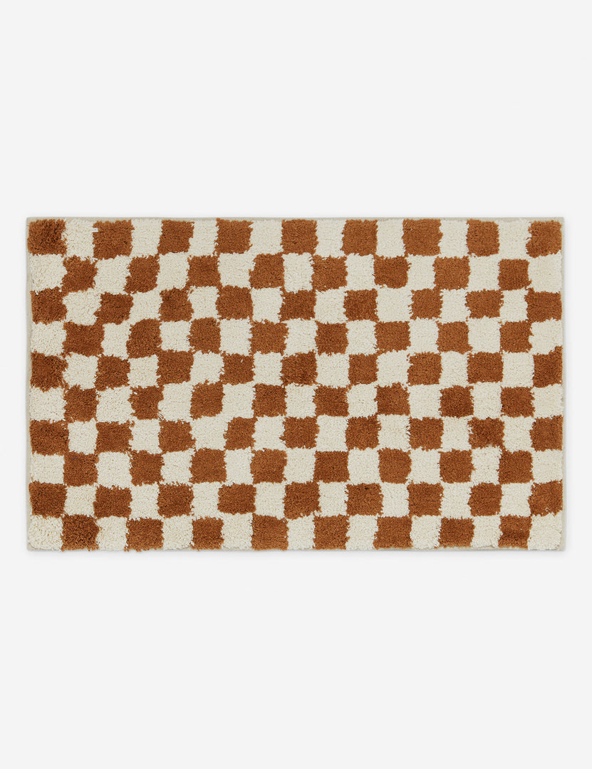 #color::umber #size::21--x-34- | Two-tone checkerboard bath mat by Sarah Sherman in rust umber