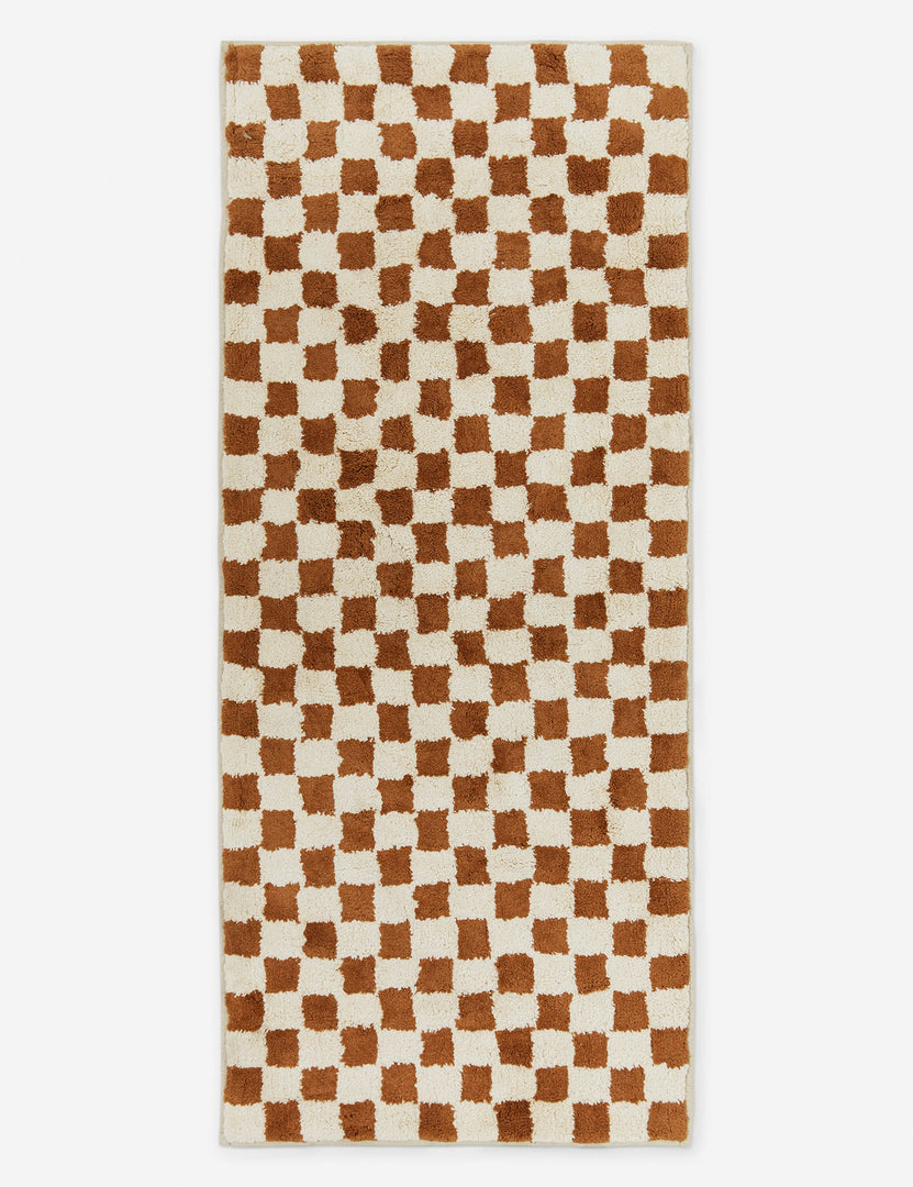 #color::umber #size::2--x-5- | Two-tone long checkerboard bath mat by Sarah Sherman in rust umber