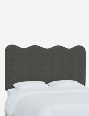 Angled view of the Clementine Charcoal Linen Headboard