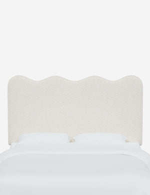 Clementine Cream Sherpa Headboard with a scalloped shape at the top