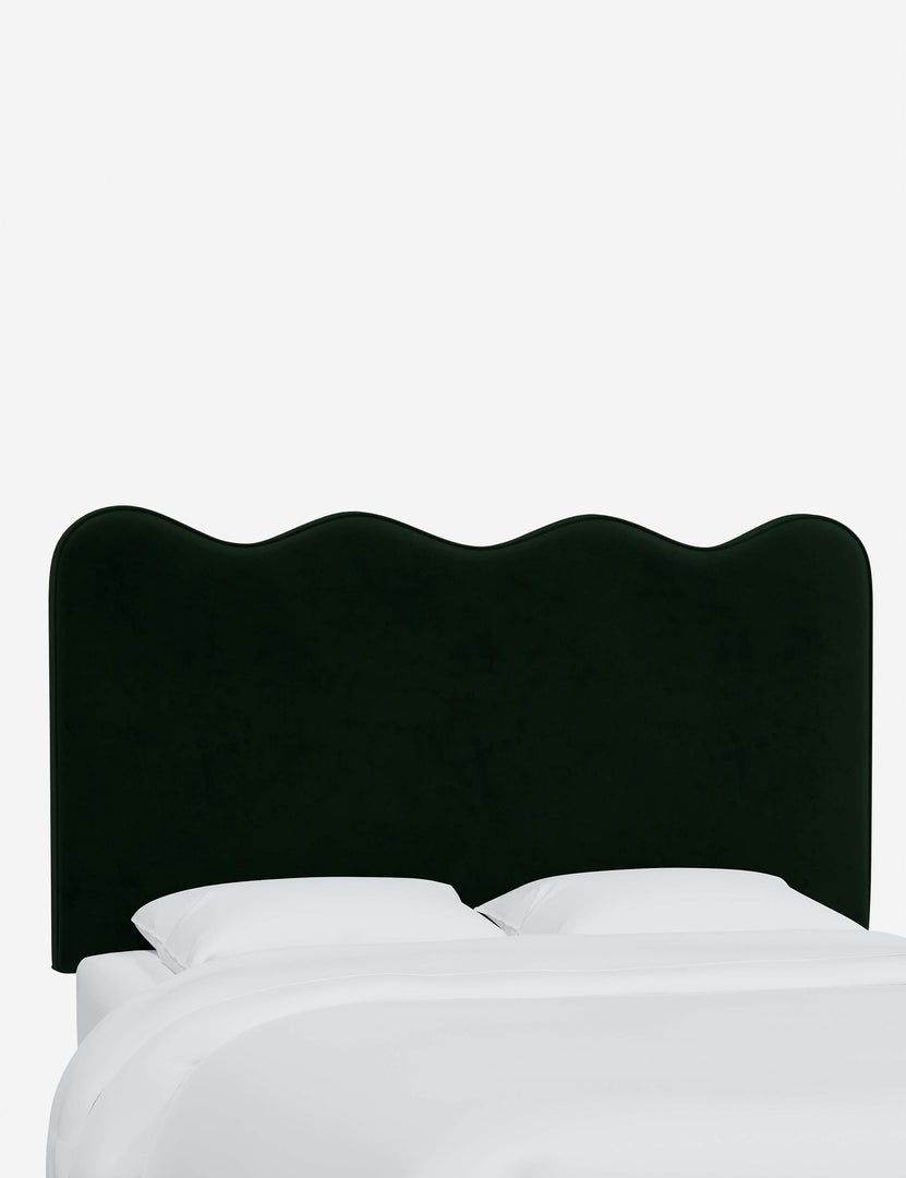#color::emerald-velvet #size::full #size::queen #size::king #size::cal-king | Angled view of the Clementine Emerald Velvet Headboard