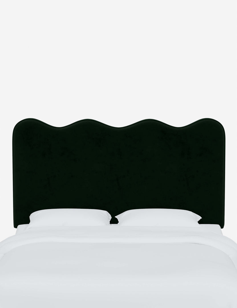 #color::emerald-velvet #size::full #size::queen #size::king #size::cal-king | Clementine Emerald Velvet Headboard with a scalloped shape at the top