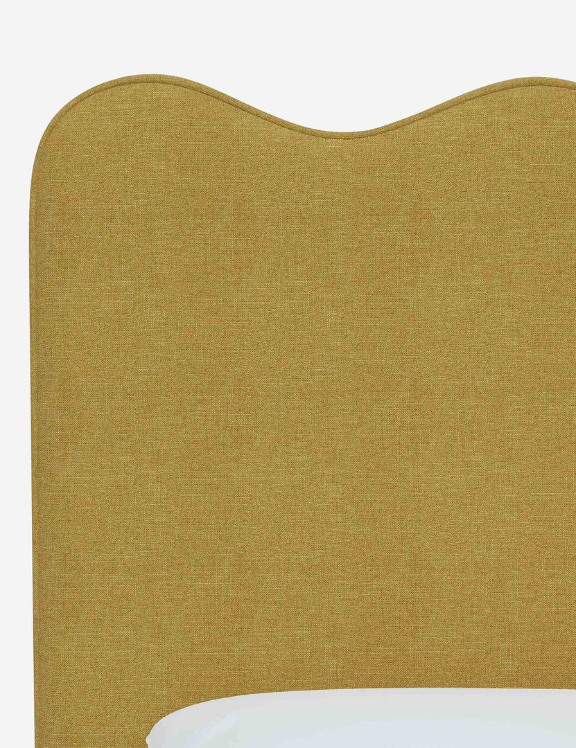 #color::golden-linen #size::full #size::queen #size::king #size::cal-king | Close up of the fabric on the Clementine Golden Linen Headboard
