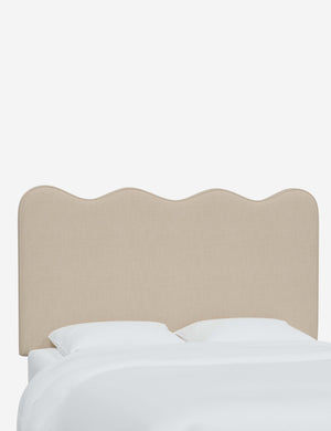 Angled view of the Clementine Natural Linen Headboard