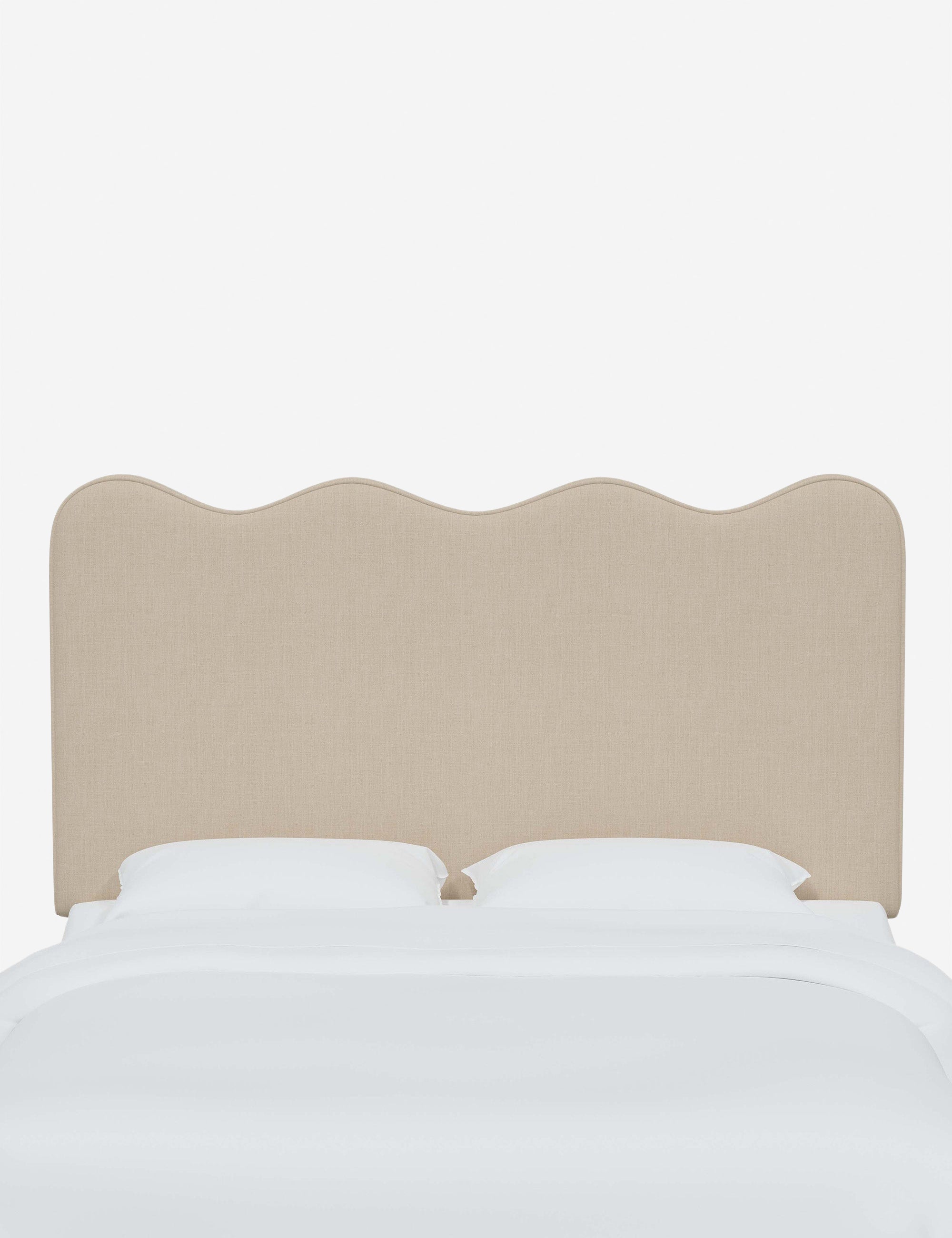 #color::natural-linen #size::full #size::queen #size::king #size::cal-king | Clementine Natural Linen Headboard with a scalloped shape at the top