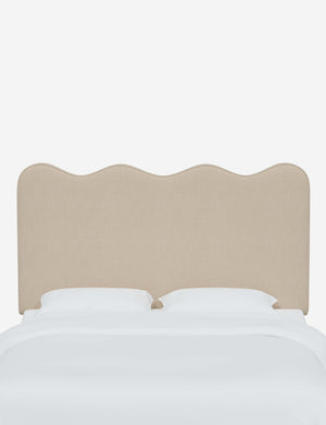 Clementine Natural Linen Headboard with a scalloped shape at the top